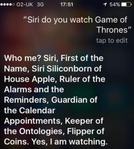 Siri game of thrones