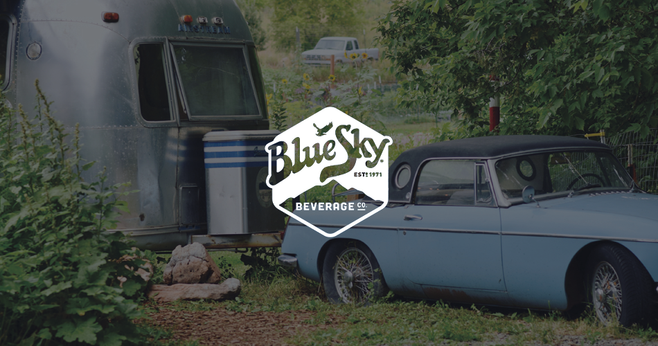 Farm scene with Blue Sky logo overlay